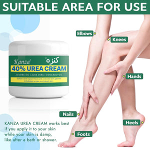 KANZA 40% Urea Cream for Cracked Feet & Hands | Foot Callus & Skin Repair