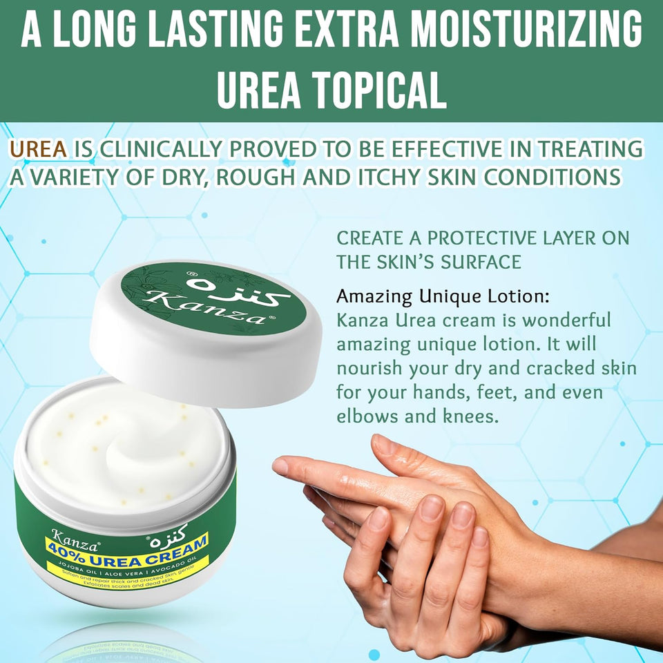 KANZA 40% Urea Cream for Cracked Feet & Hands | Foot Callus & Skin Repair