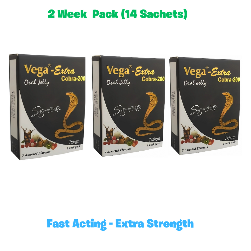 Vega Cobra 200 Oral Jelly – 7 Assorted Flavors, 200mg Power PACK OF 3